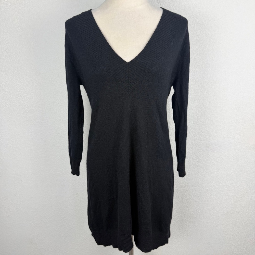 VTG Body by Victoria Secret Black V-Neck Sweater Dress Cashmere Rabbit Hair Sz L